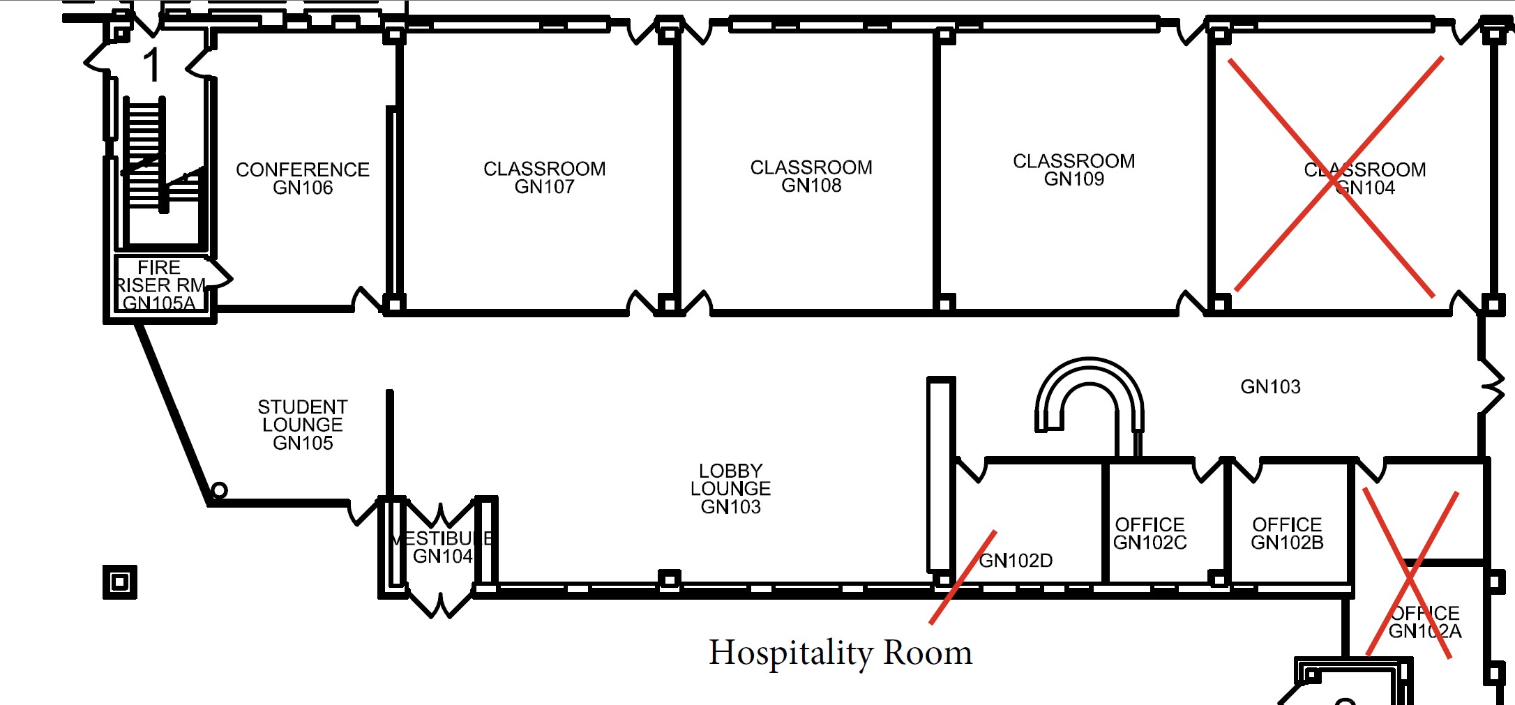 Center for Community Engagement and Experiential Learning (CCEEL) room layout
